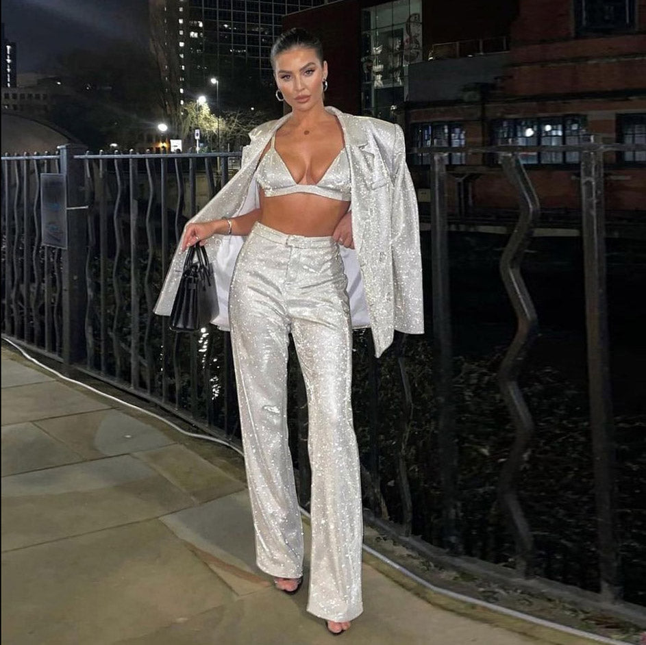 LYDIA TOP PANTS and BLAZER GLITTER SUIT