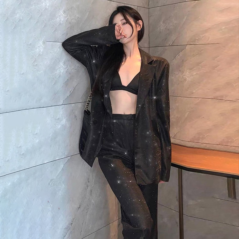 LYDIA TOP PANTS and BLAZER GLITTER SUIT