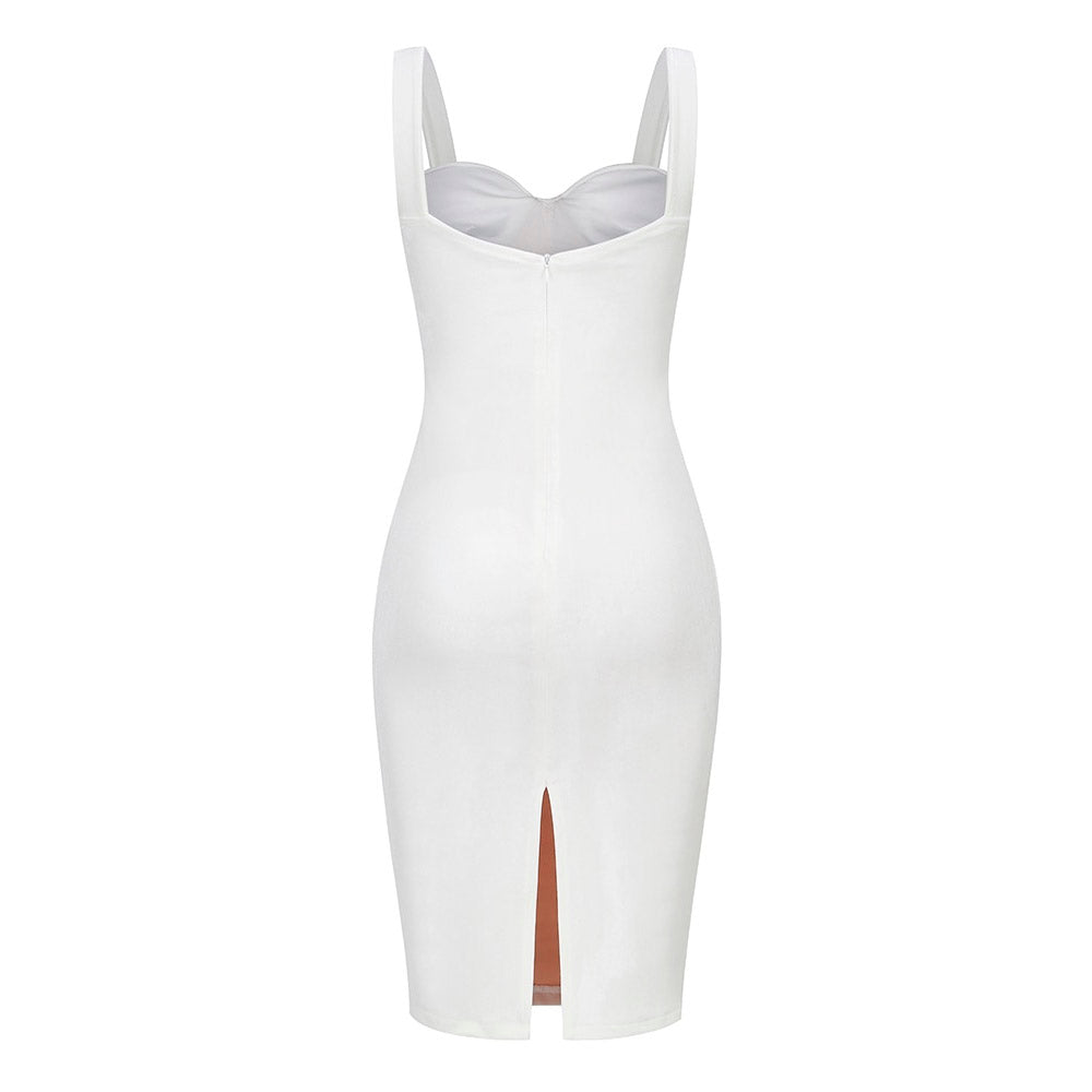 HOLLAND PLEATED CORSET BODYCON MIDI DRESS