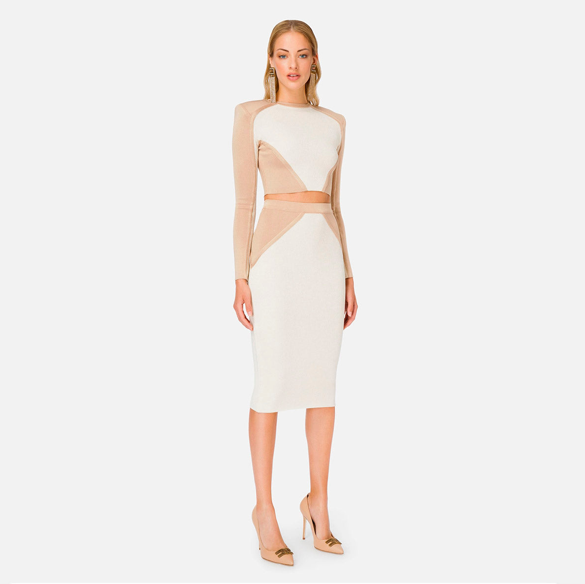 PRISCILLA LONG SLEEVE TOP and MIDI SKIRT SET