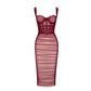 HOLLAND PLEATED CORSET BODYCON MIDI DRESS