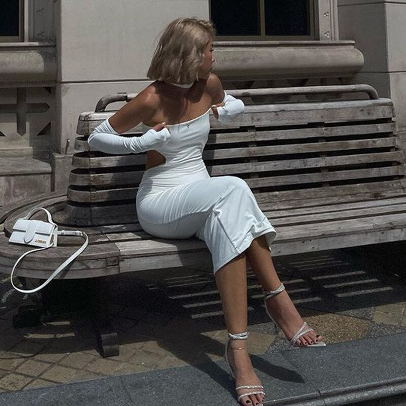 IVANNA HALTERNECK BACKLESS MAXI DRESS