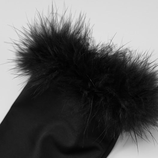 JENNIFER FEATHER DECORATED MINI DRESS with GLOVES