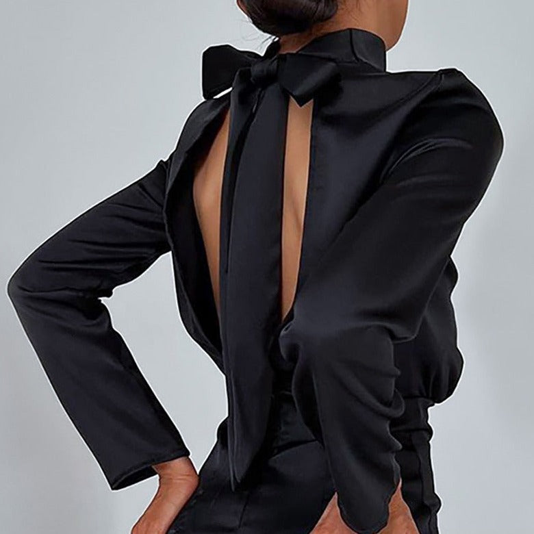 WRENLEY BACKLESS BLACK MINI DRESS