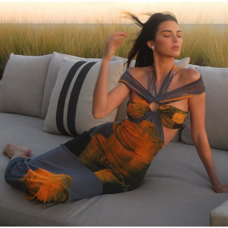 KENDALL PRINTED CROSS CHEST DRESS