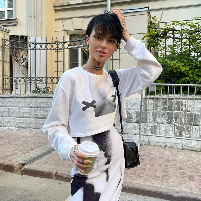 CASSIDY LONG SLEEVE PRINTED SWEATSHIRT