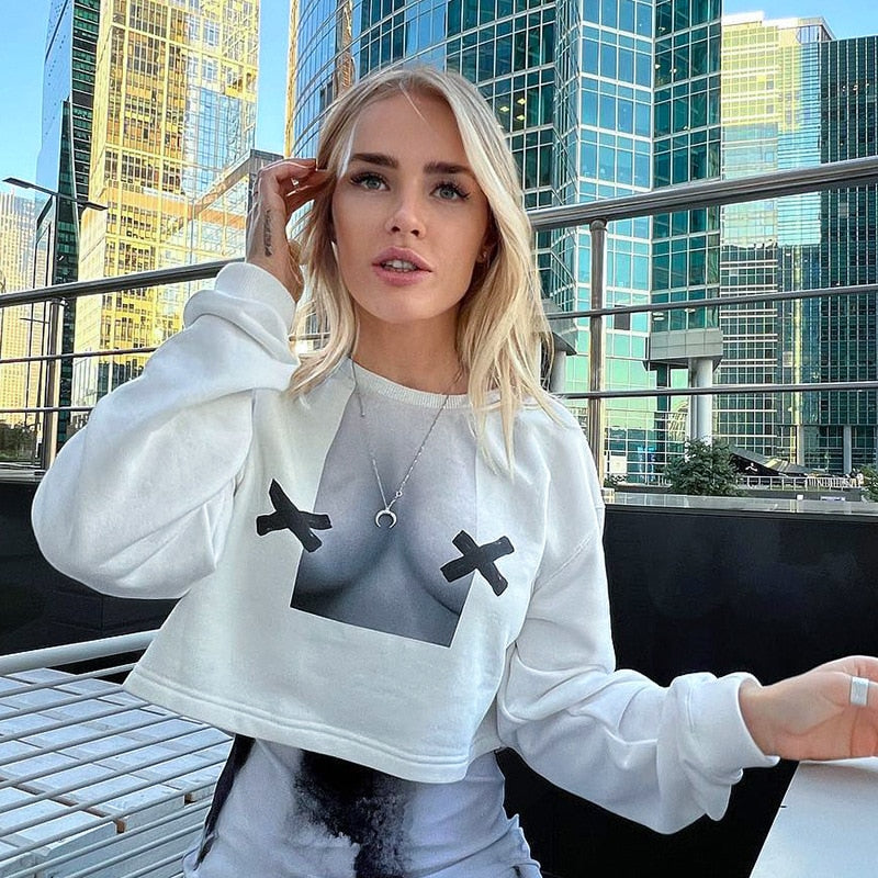 CASSIDY LONG SLEEVE PRINTED SWEATSHIRT