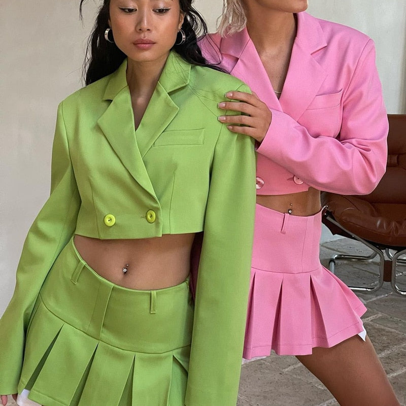 ALLIE PLEATED SKIRT and BLAZER SUIT