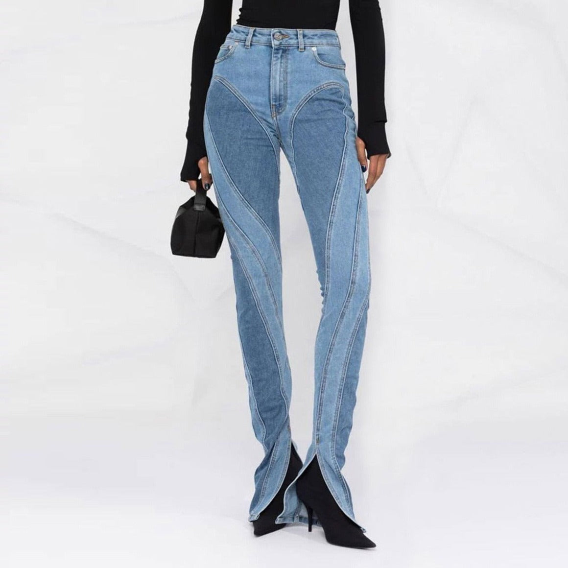 DAMINA HIGH WAIST PANELED JEANS