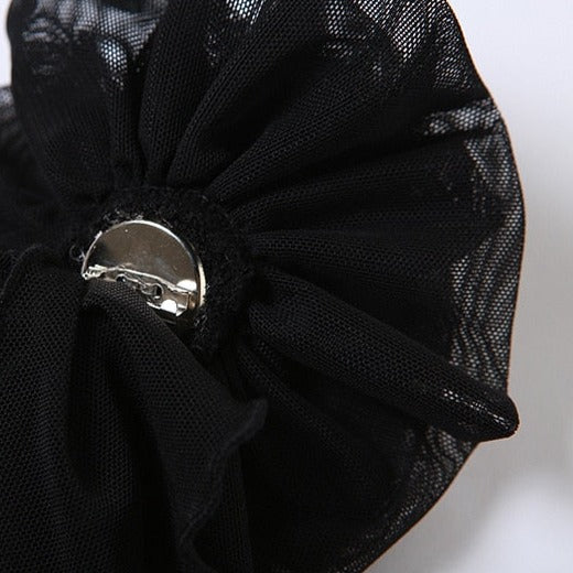 KATALINA MESH RUFFLE FLOWER DECORATED TOP