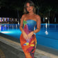 LAUREL STRAPLESS COLORFUL BODYCON MAXI DRESS