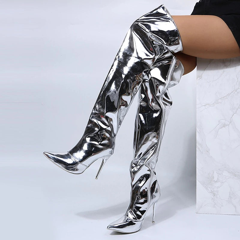JULIANNA SILVER and BLACK MIRROR BOOTS