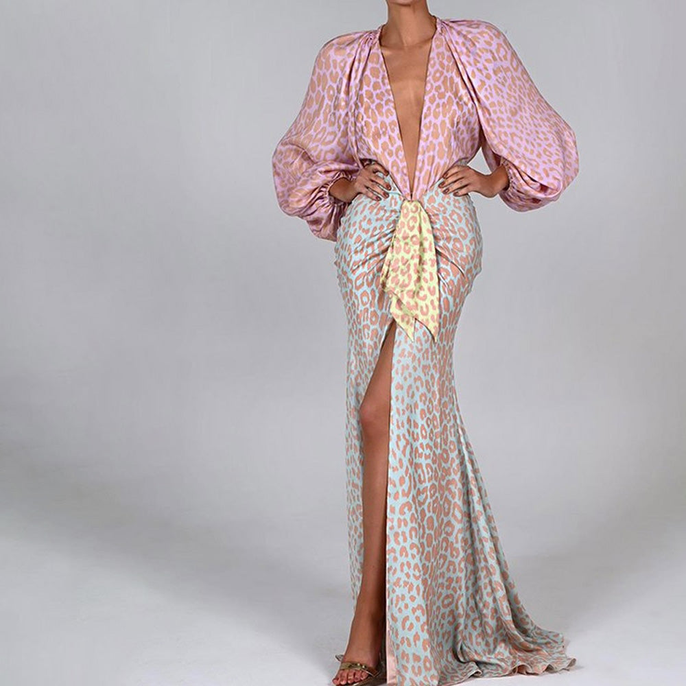 KINSLEE LONG SLEEVE MAXI DRESS with V NECK