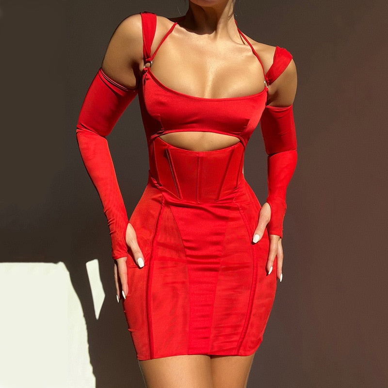 GWENDOYN HALTER CUT OUT MINI DRESS