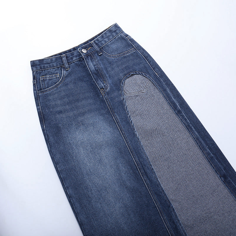 EMERIE LOW WAIST SIDE SLIT DENIM MAXI SKIRT