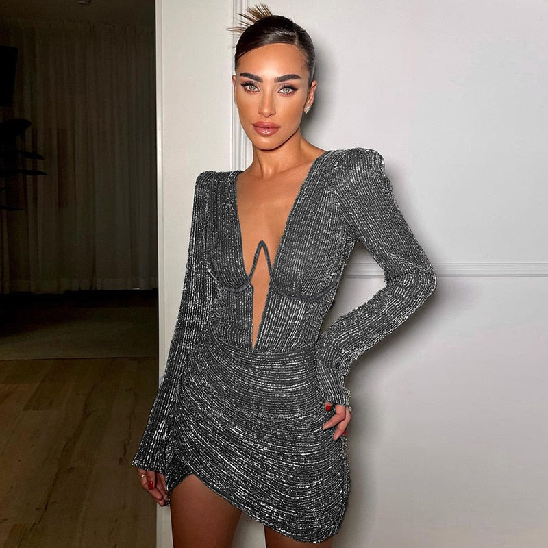 PAISLEE MINI V NECK DRESS