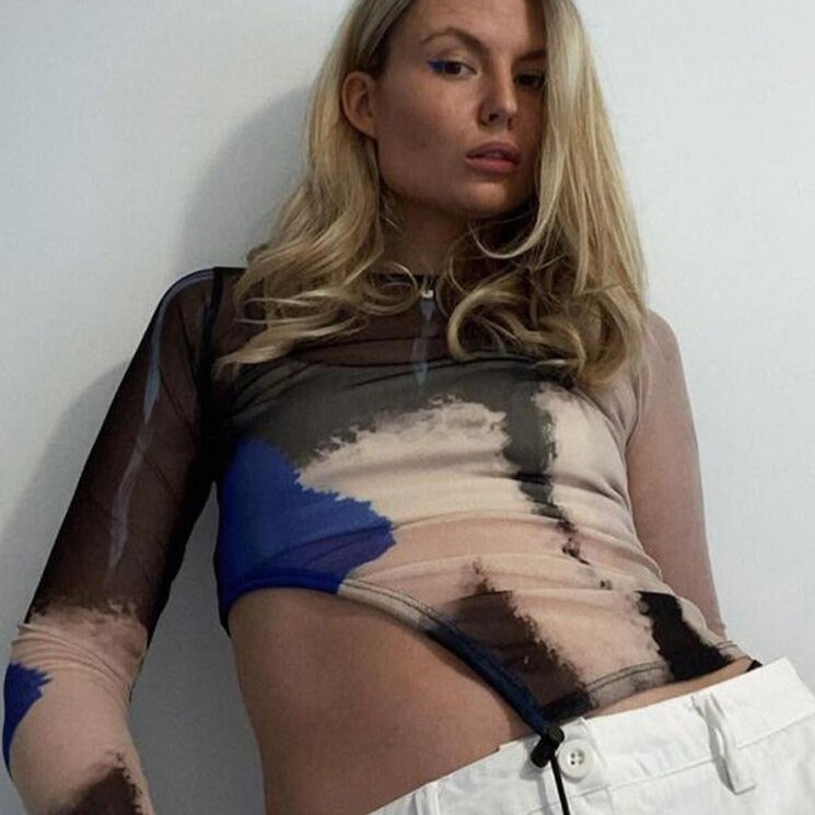 HENLEY MESH CROP TOP