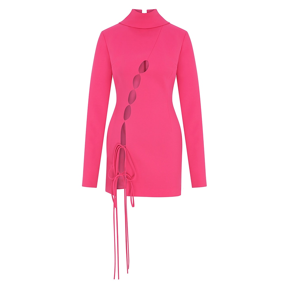 SAMMY LONG SLEEVE HIGH NECK CUTOUT MINI DRESS