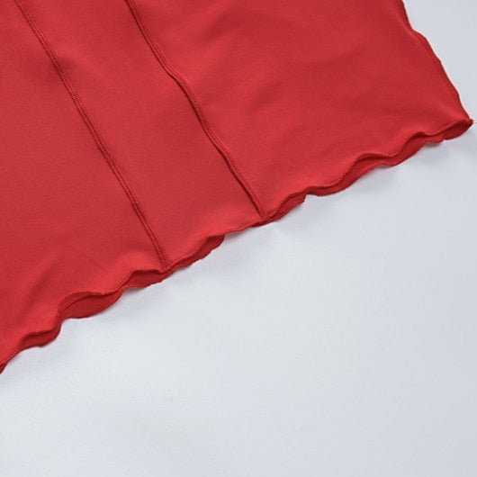 PEMMA RED MAXI FEATHER SLEEVE DRESS