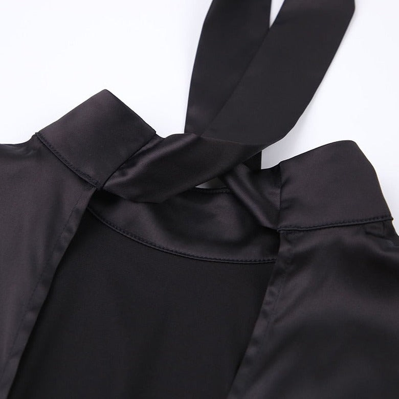 WRENLEY BACKLESS BLACK MINI DRESS