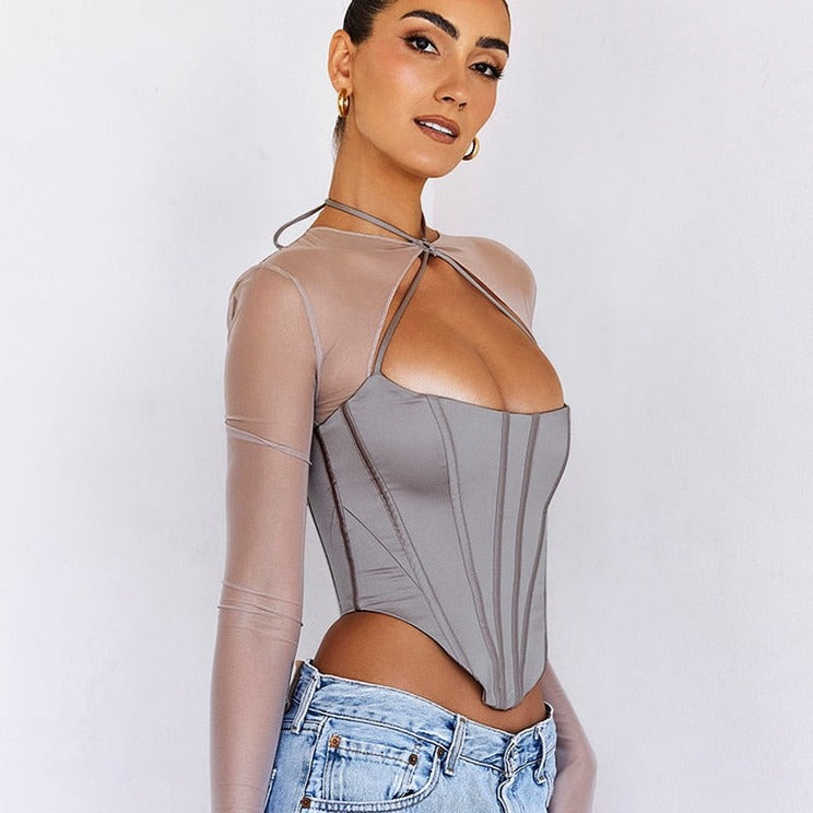 ELORA LONG SLEEVE CORSET BLOUSE