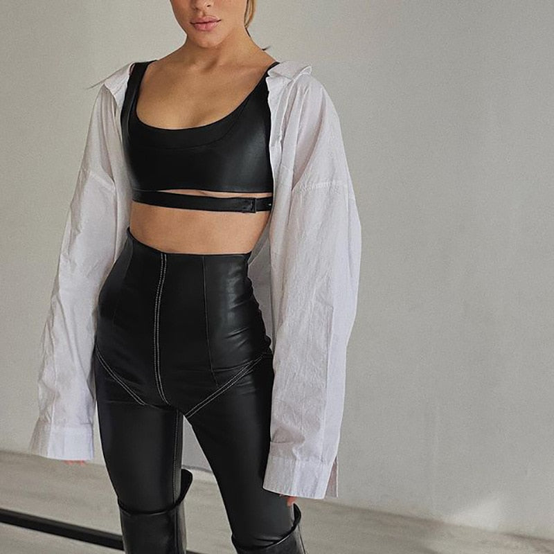 HAISLEY PU LEATHER HIGH WAISTED PANTS