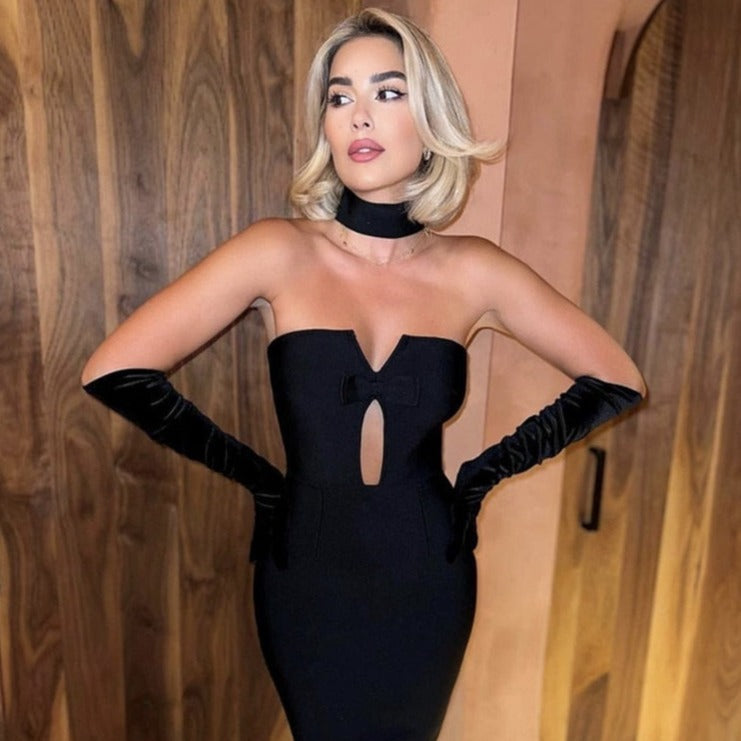 MILLIE BACKLESS BOW TIE DRESS
