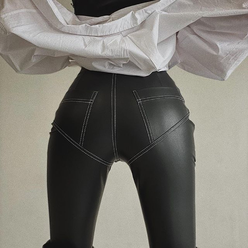 HAISLEY PU LEATHER HIGH WAISTED PANTS