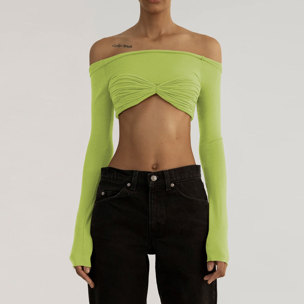 CHELSIE MESH LONG SLEEVE CROP TOP