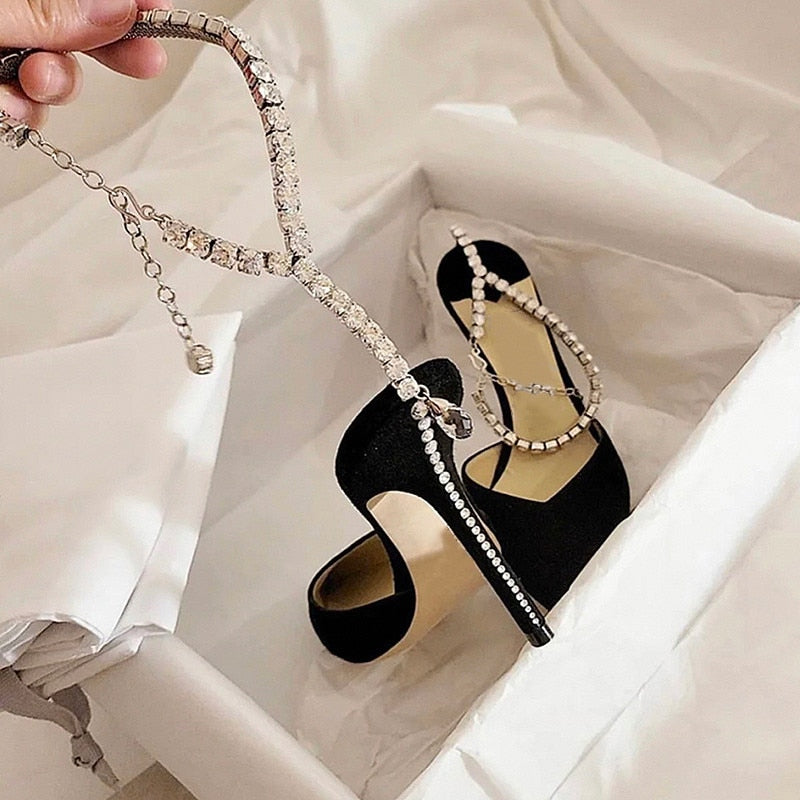 VERONICA PONTED TOE SANDALS EMBELLISHED with CRYSTALS