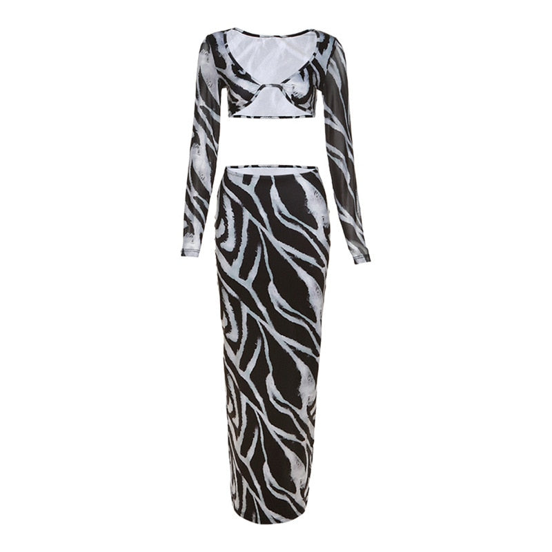 DOROTHY ZEBRA BLOUSE and MAXI SKIRT SET