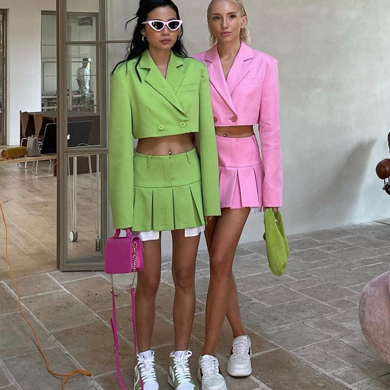 ALLIE PLEATED SKIRT and BLAZER SUIT