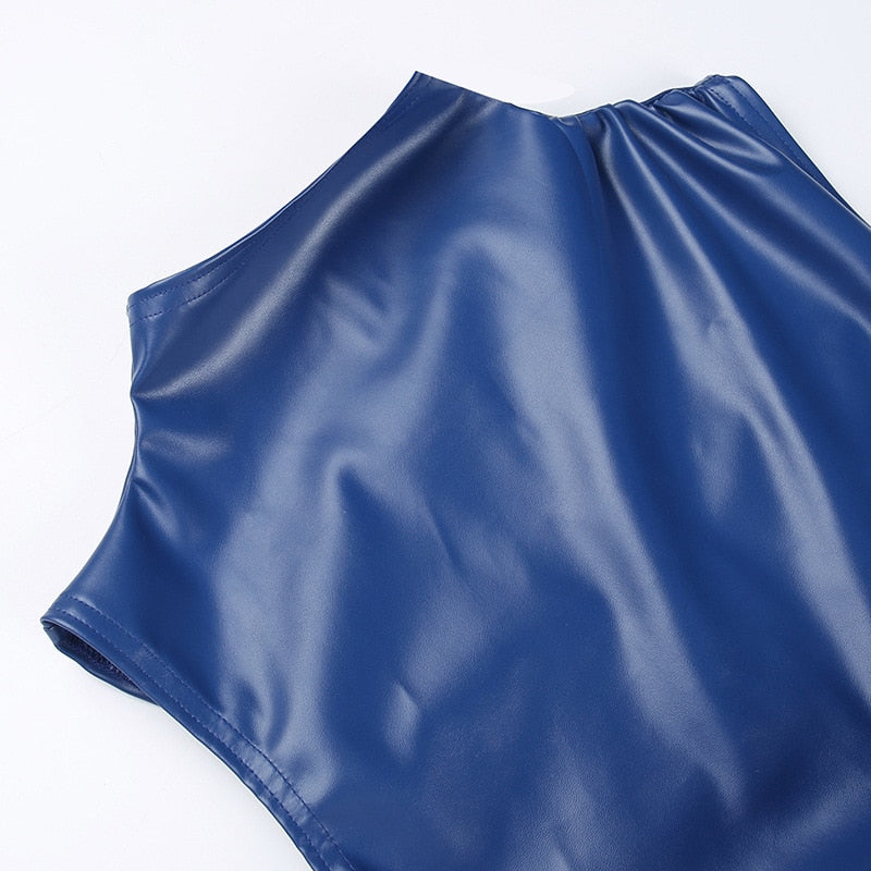 JALIYAH PU LEATHER SLEEVELESS MINI DRESS