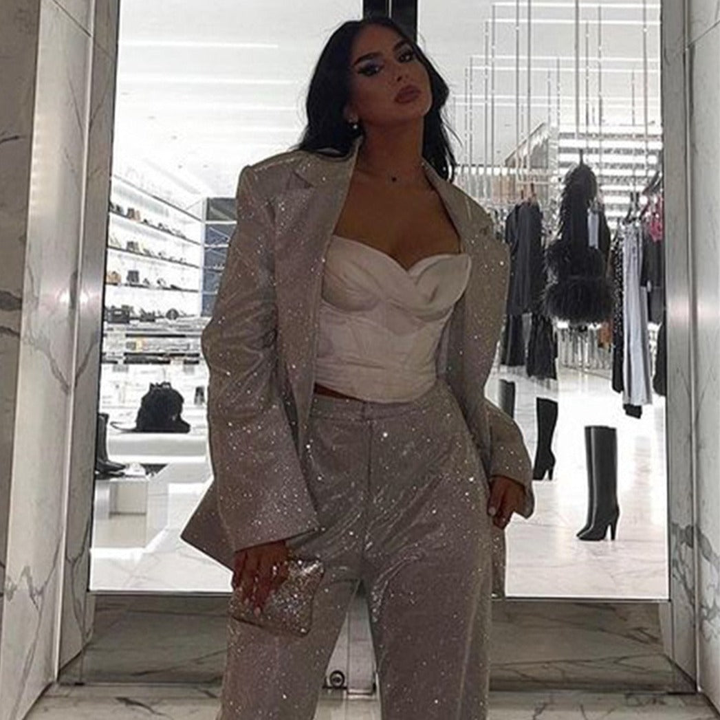 LYDIA TOP PANTS and BLAZER GLITTER SUIT