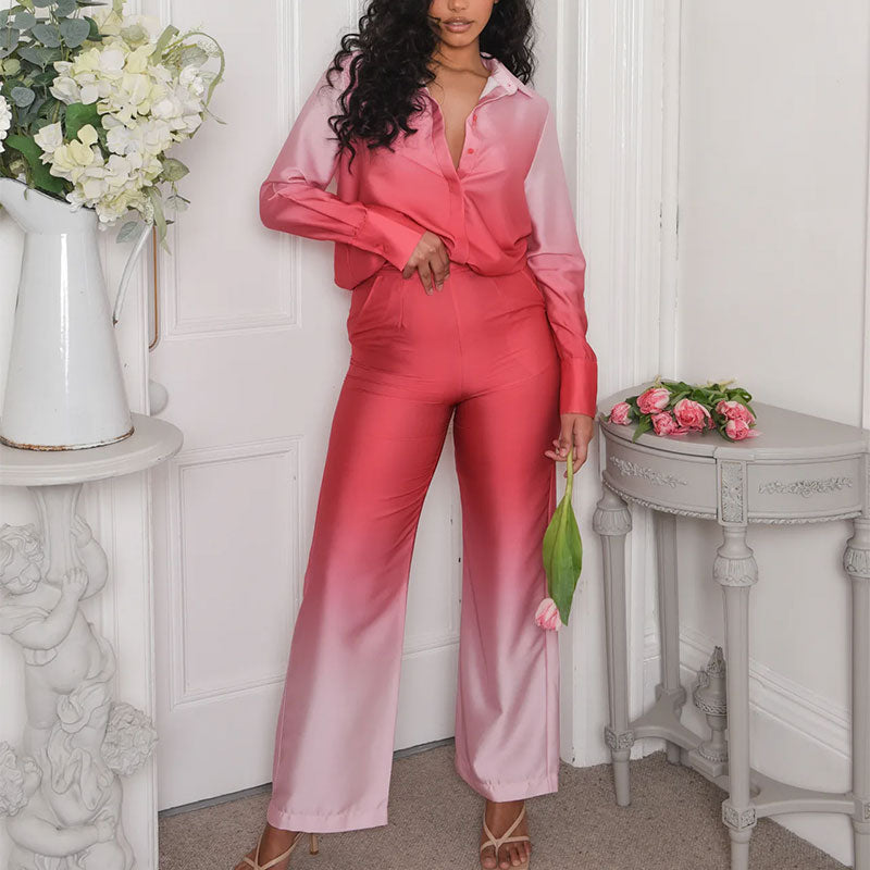 MARYAM GRADIENT LONG SLEEVE SHIRT and PANTS SET