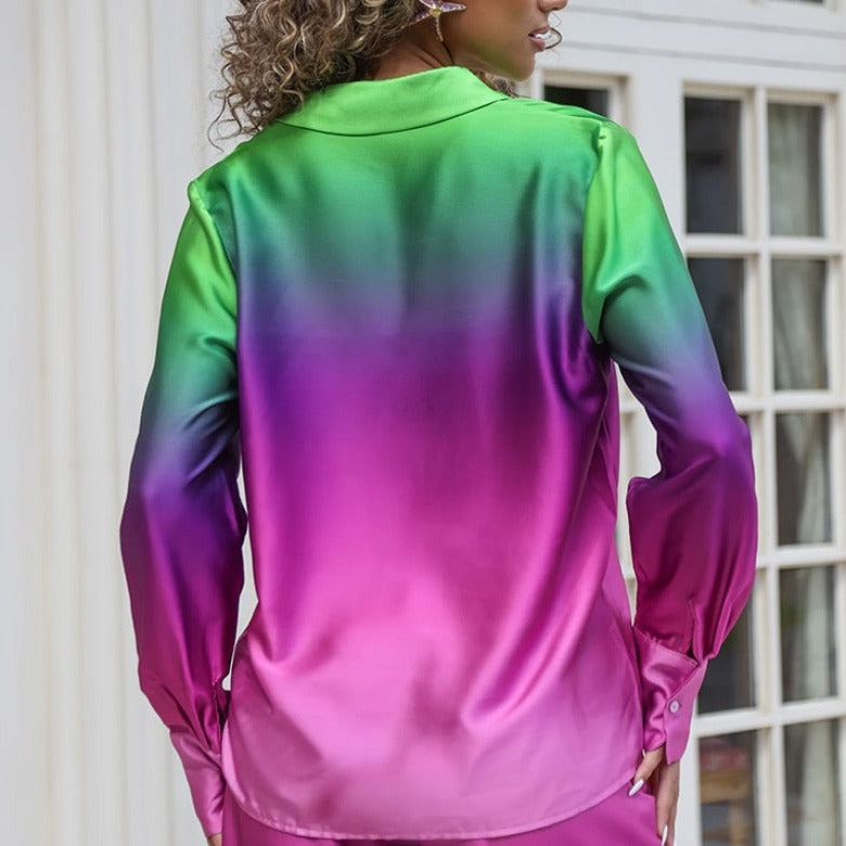 MARYAM GRADIENT LONG SLEEVE SHIRT and PANTS SET