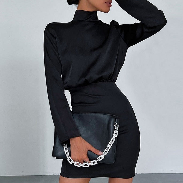 WRENLEY BACKLESS BLACK MINI DRESS