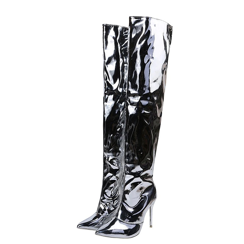 JULIANNA SILVER and BLACK MIRROR BOOTS