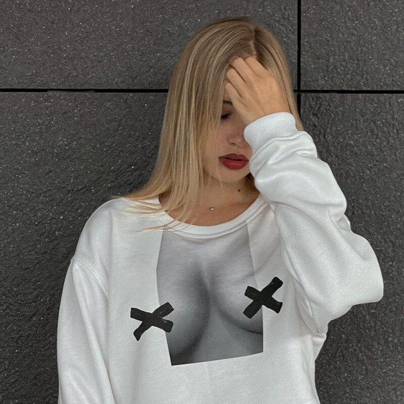 CASSIDY LONG SLEEVE PRINTED SWEATSHIRT