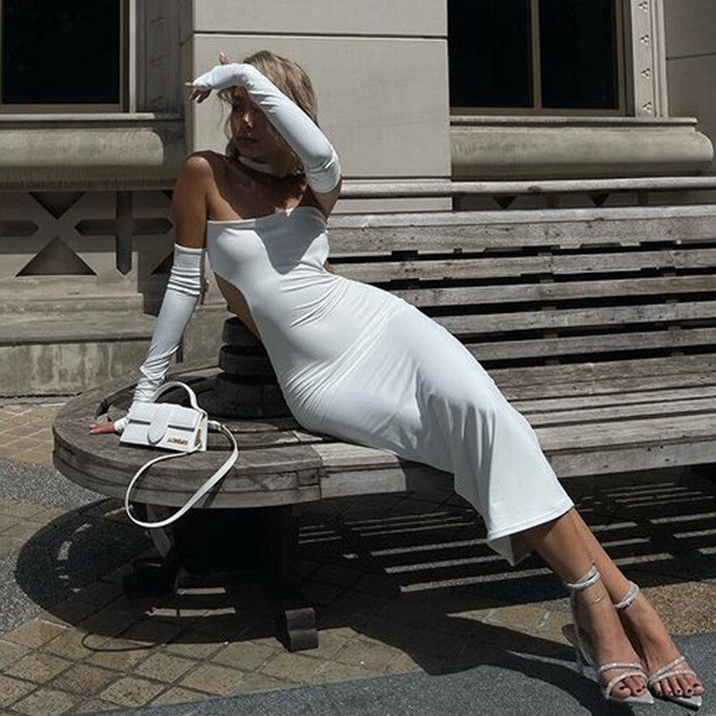 IVANNA HALTERNECK BACKLESS MAXI DRESS