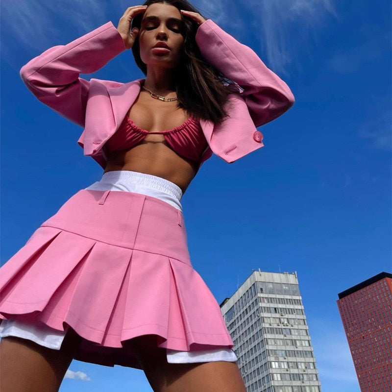 ALLIE PLEATED SKIRT and BLAZER SUIT