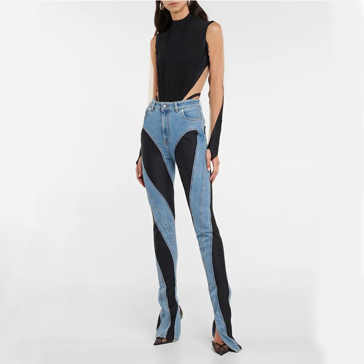 DAMINA HIGH WAIST PANELED JEANS
