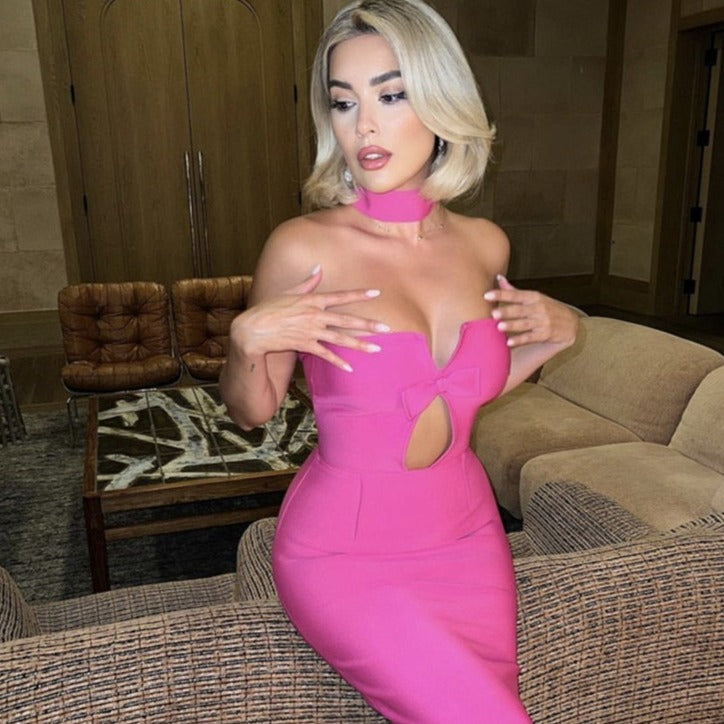MILLIE BACKLESS BOW TIE DRESS