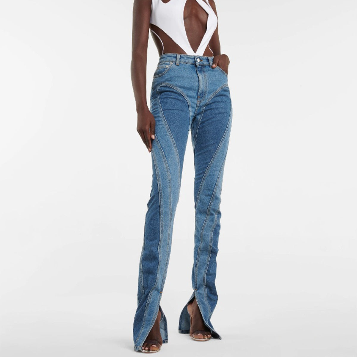 DAMINA HIGH WAIST PANELED JEANS