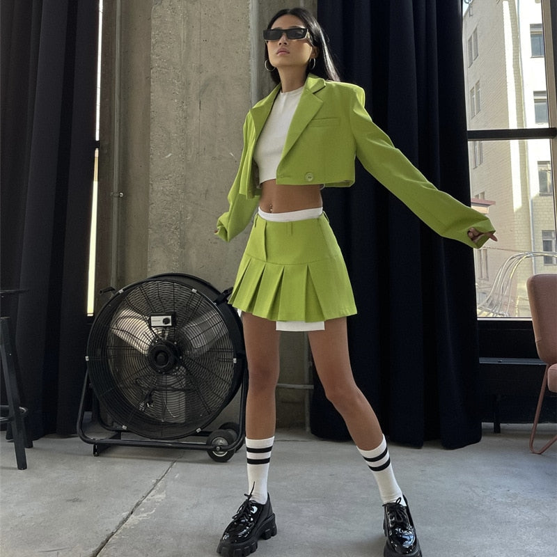 ALLIE PLEATED SKIRT and BLAZER SUIT