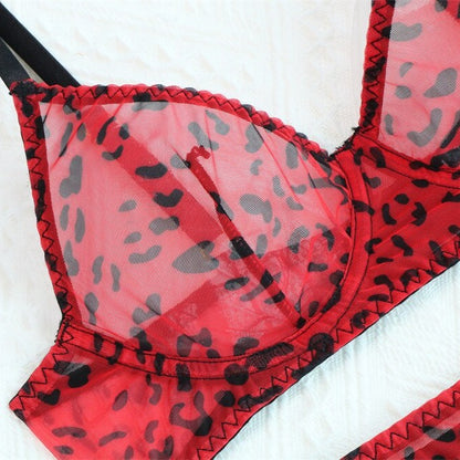 PEYTON 4 PIECE LEOPARD LINGERIE SET