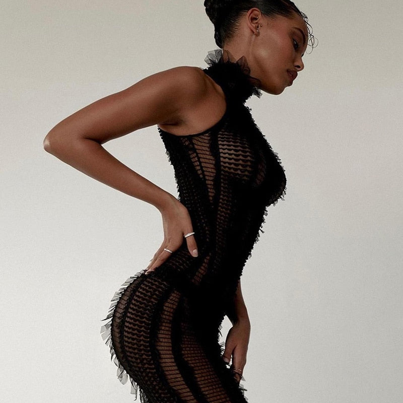 ADELINE SLEEVELESS MESH MINI DRESS