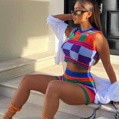 ARLETH KNITTED MULTICOLOR TOP and SHORTS SET