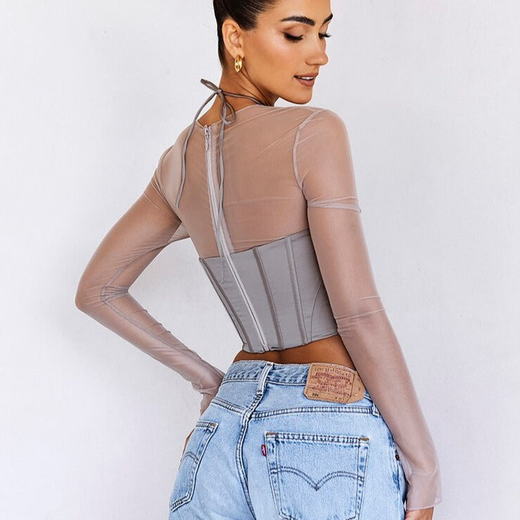 ELORA LONG SLEEVE CORSET BLOUSE