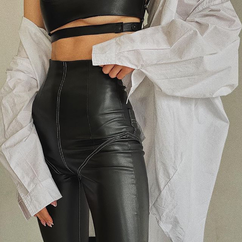 HAISLEY PU LEATHER HIGH WAISTED PANTS